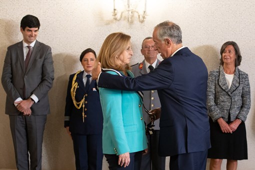 Cerimónia de condecoração da Presidente cessante da COTEC Portugal - Associação Empresarial para a Inovação, Isabel Furtado, com a Grã-Cruz da Ordem do Infante D. Henrique Créditos: © Miguel Figueiredo Lopes / Presidência da República Cerimónia de condecoração da Presidente cessante da COTEC Portugal - Associação Empresarial para a Inovação, Isabel Furtado, com a Grã-Cruz da Ordem do Infante D. Henrique Créditos: © Miguel Figueiredo Lopes / Presidência da República