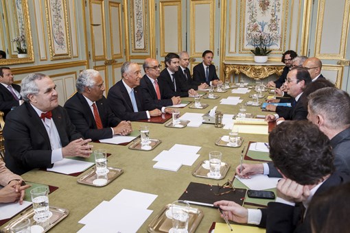 Encontro com Presidente da República Francesa, François Hollande, no Palácio do Eliseu  Credits: © Miguel Figueiredo Lopes / Presidency of the Portuguese Republic
