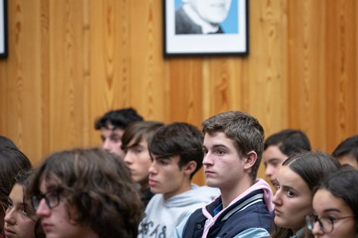 Aula-debate com alunos da Escola Secundária Domingos Sequeira, em Leiria  Créditos: © Miguel Figueiredo Lopes / Presidência da República