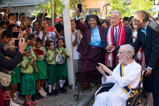 Encontro com o Padre João Felgueiras na Escola Amigos de Jesus em Díli  Créditos: © Miguel Figueiredo Lopes / Presidência da República