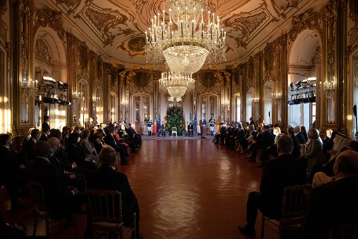Apresentação de cumprimentos de Ano Novo pelo Corpo Diplomático acreditado em Lisboa, no Palácio Nacional de Queluz  Créditos: © Miguel Figueiredo Lopes / Presidência da República