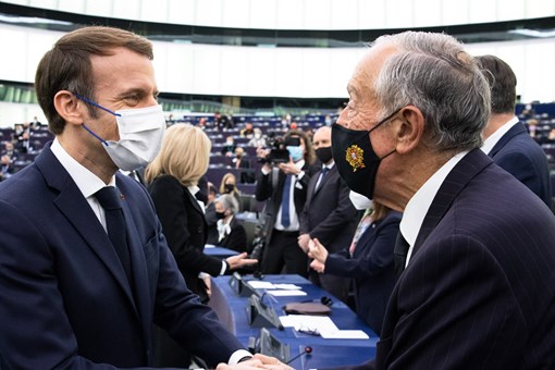 Cerimónia de homenagem ao antigo Presidente francês, Valéry Giscard d’Estaing, no Parlamento Europeu em Estrasburgo  Créditos: © Miguel Figueiredo Lopes / Presidência da República