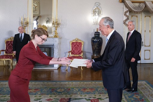 Entrega de Cartas Credenciais de novos Embaixadores em Portugal - Embaixadora do Canadá, Elise Racicot  Créditos: © Rui Ochoa