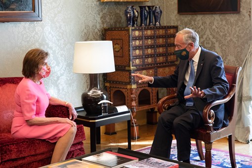 Audiência à Speaker da Câmara dos Representantes dos Estados Unidos da América, Nancy Pelosi, no Palácio de Belém Créditos: © Miguel Figueiredo Lopes / Presidência da República Audiência à Speaker da Câmara dos Representantes dos Estados Unidos da América, Nancy Pelosi, no Palácio de Belém Créditos: © Miguel Figueiredo Lopes / Presidência da República