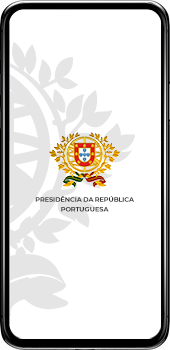 Imagem da página de entrada da APP, apenas com o símbolo da Presidência