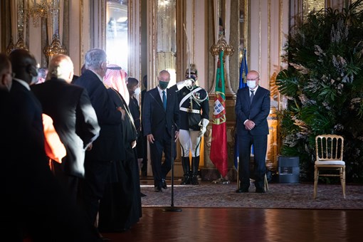 Apresentação de cumprimentos de Ano Novo pelo Corpo Diplomático acreditado em Lisboa, no Palácio Nacional de Queluz Créditos: © Miguel Figueiredo Lopes / Presidência da República